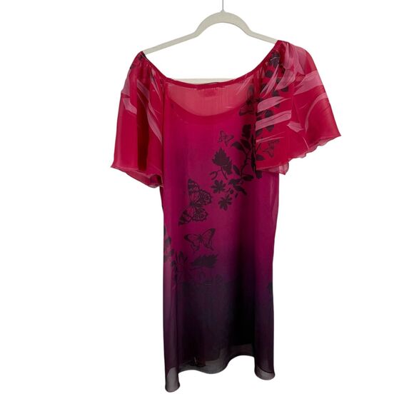 Daniel Benjamin Sheer Tunic Butterfly Blouse Fairy Y2K Sheer Womens Size Large - Picture 6 of 6